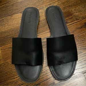 Madewell- The Boardwalk Post Slide Sandal / 10 / TRUE BLACK